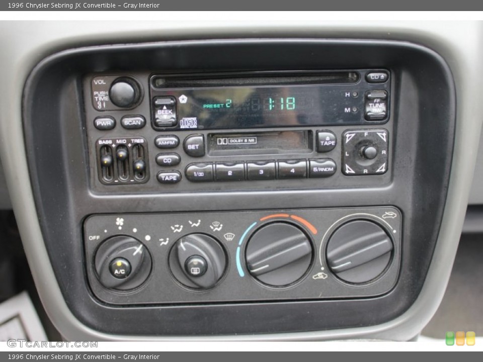 Gray Interior Controls for the 1996 Chrysler Sebring JX Convertible #66518814