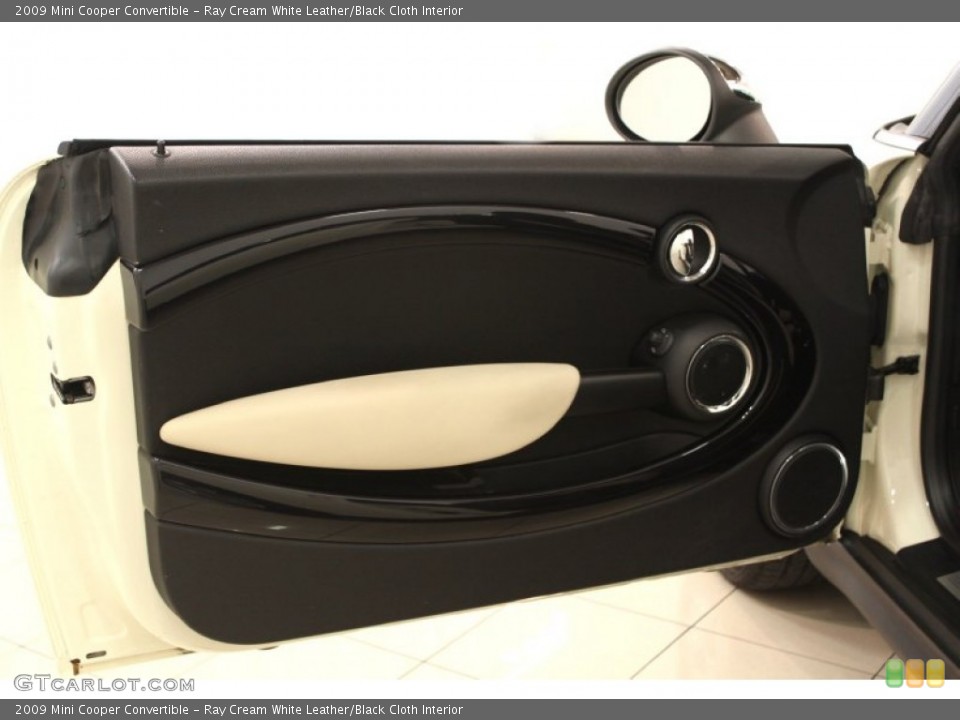 Ray Cream White Leather/Black Cloth Interior Door Panel for the 2009 Mini Cooper Convertible #66558084