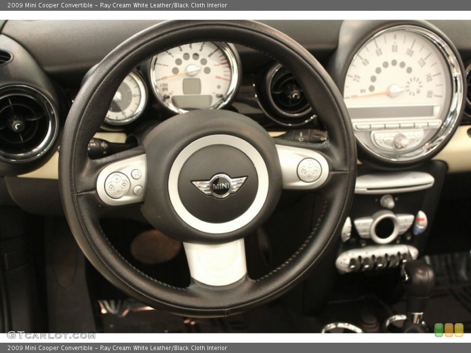 Ray Cream White Leather/Black Cloth Interior Steering Wheel for the 2009 Mini Cooper Convertible #66558096