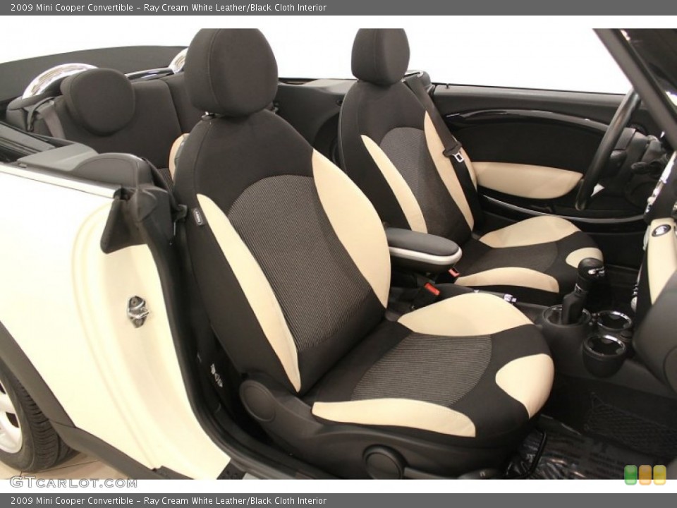 Ray Cream White Leather/Black Cloth Interior Front Seat for the 2009 Mini Cooper Convertible #66558123