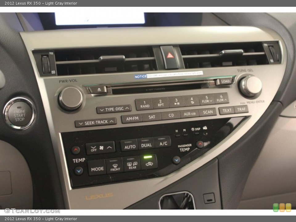 Light Gray Interior Controls for the 2012 Lexus RX 350 #66560232