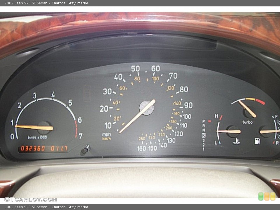 Charcoal Gray Interior Gauges for the 2002 Saab 9-3 SE Sedan #66566232