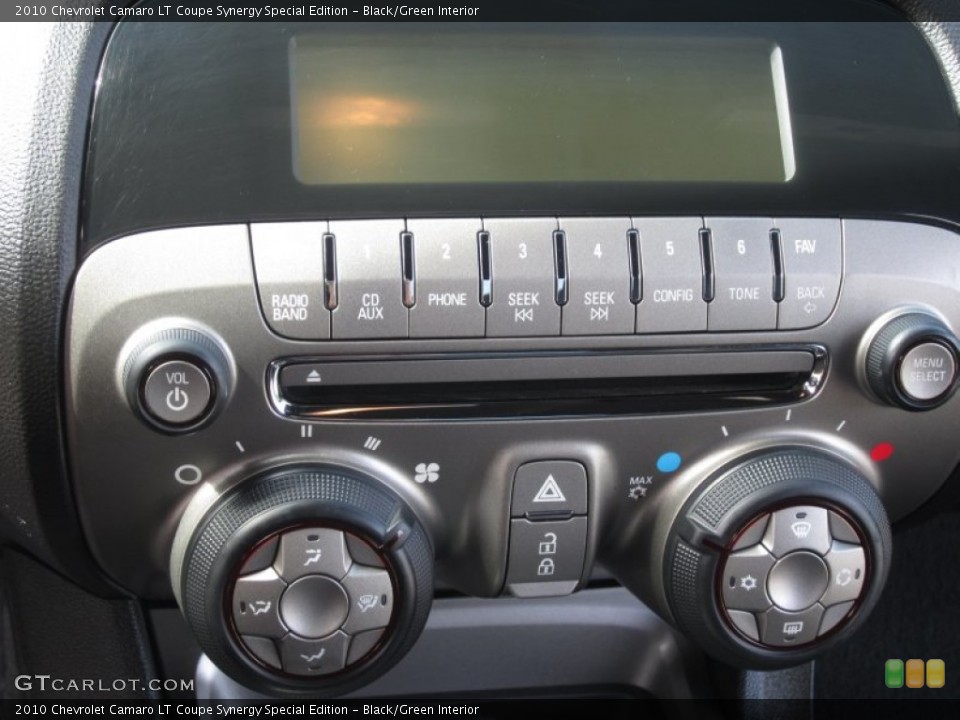 Black/Green Interior Controls for the 2010 Chevrolet Camaro LT Coupe Synergy Special Edition #66566820