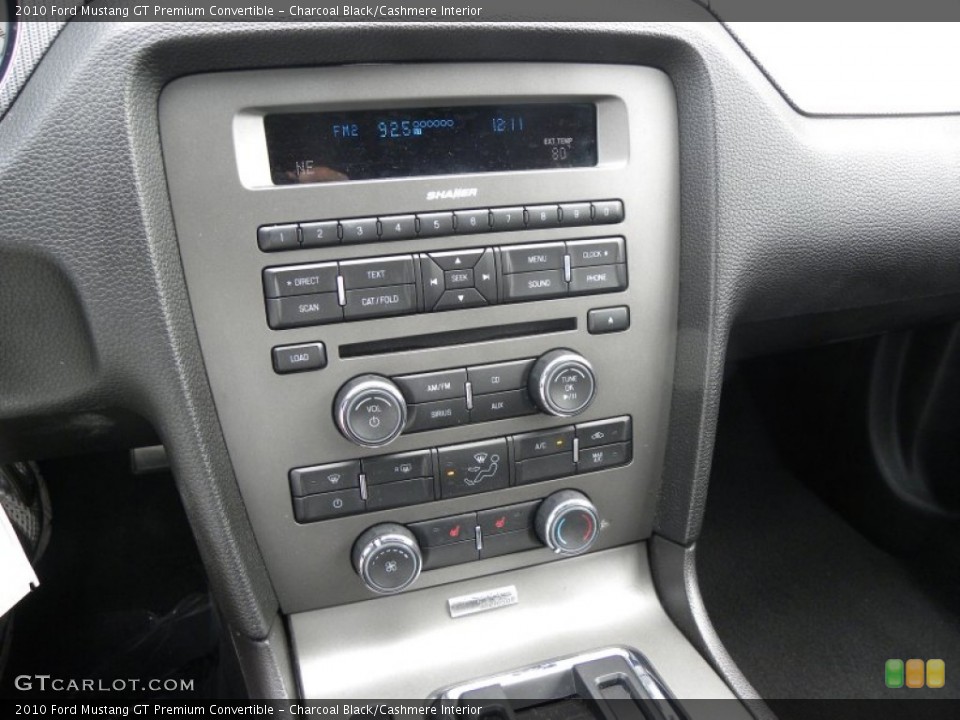 Charcoal Black/Cashmere Interior Controls for the 2010 Ford Mustang GT Premium Convertible #66587997