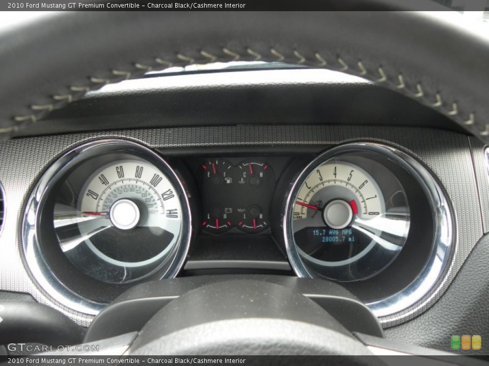 Charcoal Black/Cashmere Interior Gauges for the 2010 Ford Mustang GT Premium Convertible #66588015