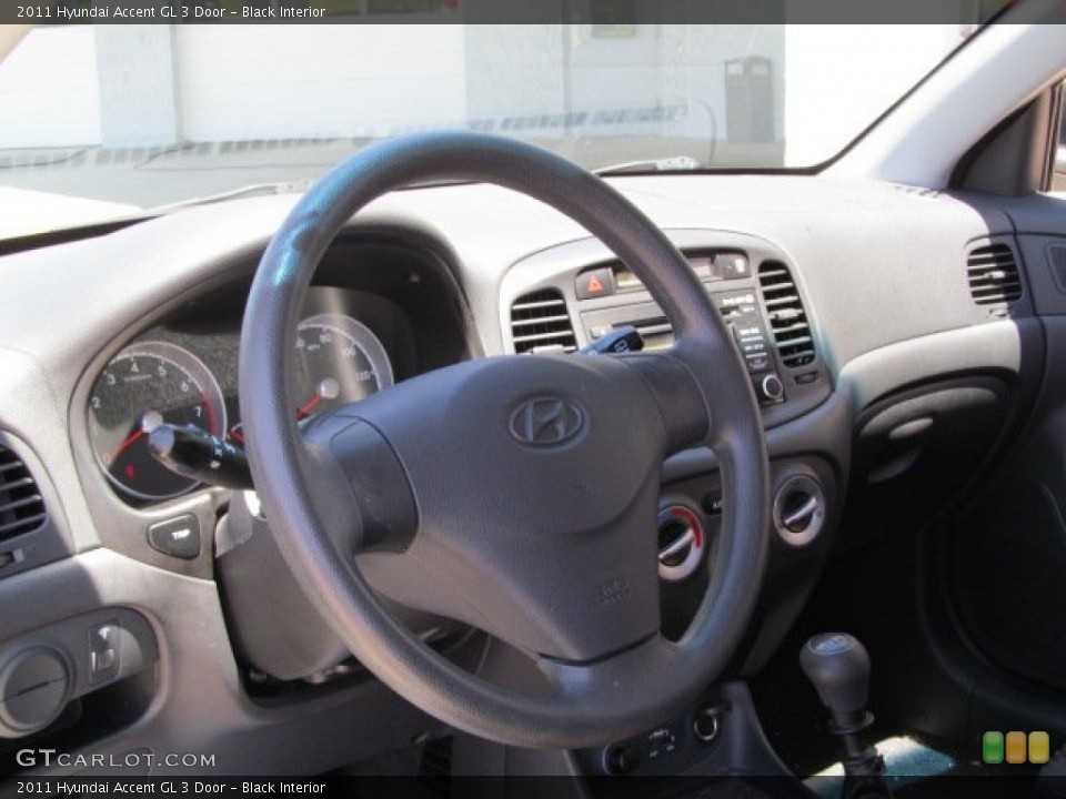 Black Interior Steering Wheel for the 2011 Hyundai Accent GL 3 Door #66621875
