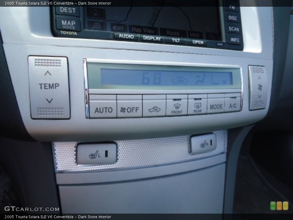 Dark Stone Interior Controls for the 2005 Toyota Solara SLE V6 Convertible #66657084