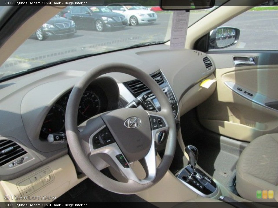 Beige Interior Dashboard for the 2013 Hyundai Accent GLS 4 Door #66659036