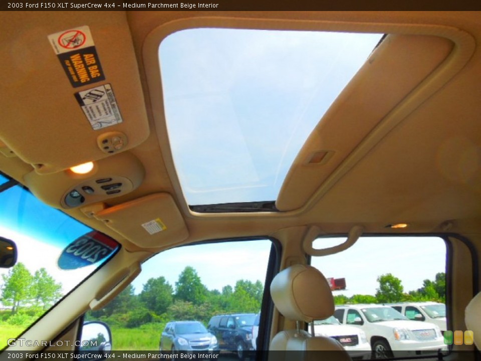 Medium Parchment Beige Interior Sunroof for the 2003 Ford F150 XLT SuperCrew 4x4 #66668558