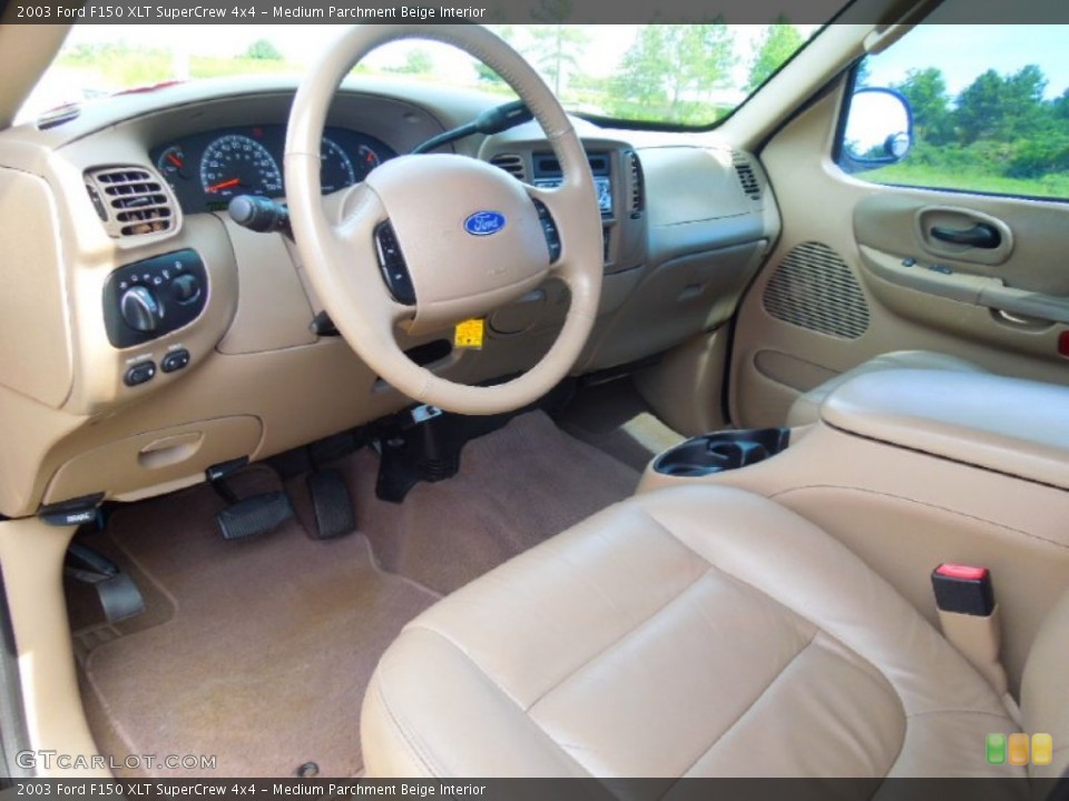 Medium Parchment Beige Interior Prime Interior for the 2003 Ford F150 XLT SuperCrew 4x4 #66668639