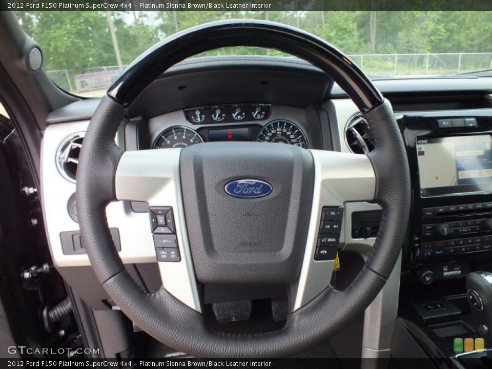 Platinum Sienna Brown/Black Leather Interior Steering Wheel for the 2012 Ford F150 Platinum SuperCrew 4x4 #66685583