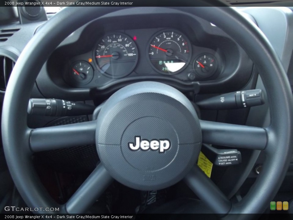 Dark Slate Gray/Medium Slate Gray Interior Steering Wheel for the 2008 Jeep Wrangler X 4x4 #66694826
