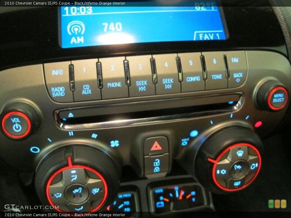 Black/Inferno Orange Interior Controls for the 2010 Chevrolet Camaro SS/RS Coupe #66701117