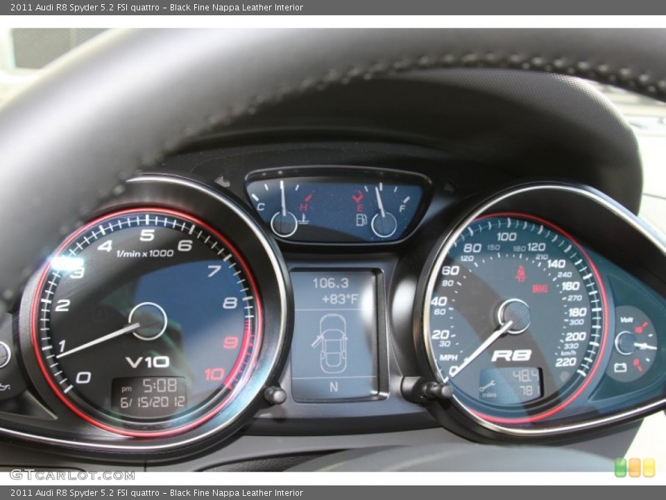 Black Fine Nappa Leather Interior Gauges for the 2011 Audi R8 Spyder 5.2 FSI quattro #66717389