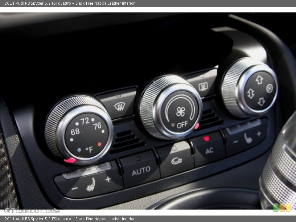 Black Fine Nappa Leather Interior Controls for the 2011 Audi R8 Spyder 5.2 FSI quattro #66717413