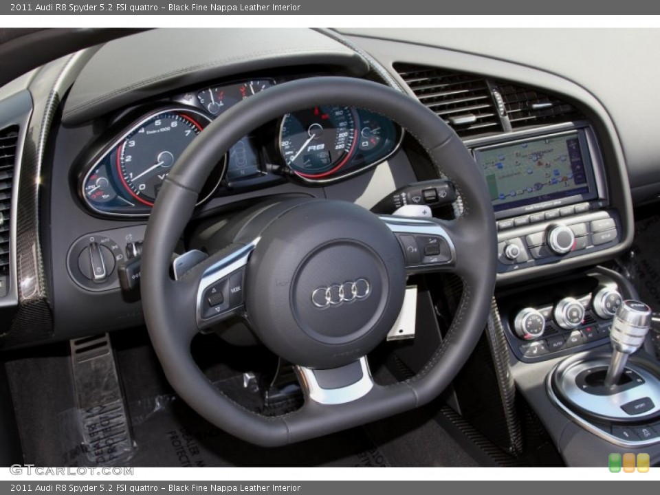 Black Fine Nappa Leather Interior Steering Wheel for the 2011 Audi R8 Spyder 5.2 FSI quattro #66717437