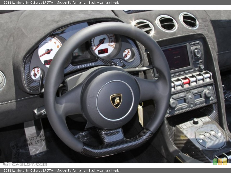 Black Alcantara Interior Steering Wheel for the 2012 Lamborghini Gallardo LP 570-4 Spyder Performante #66718358