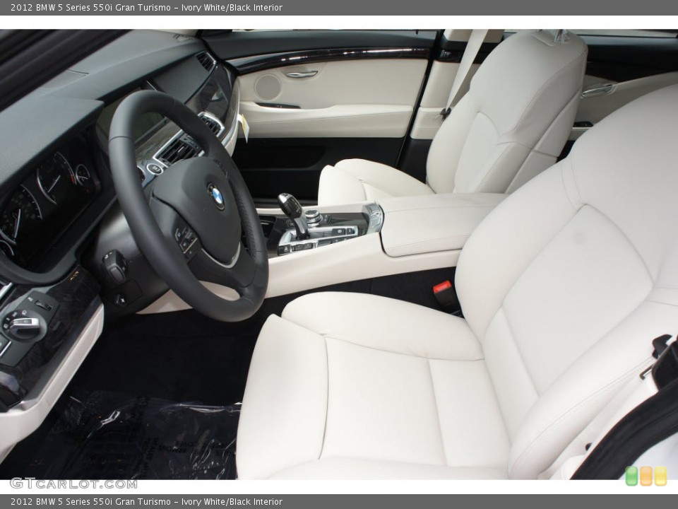 Ivory White/Black Interior Front Seat for the 2012 BMW 5 Series 550i Gran Turismo #66766271