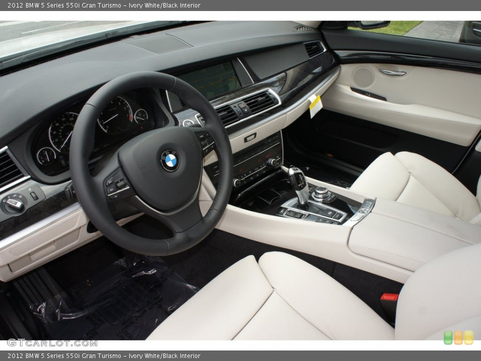 Ivory White/Black Interior Prime Interior for the 2012 BMW 5 Series 550i Gran Turismo #66766274