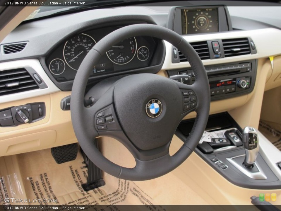 Beige Interior Steering Wheel for the 2012 BMW 3 Series 328i Sedan #66788816