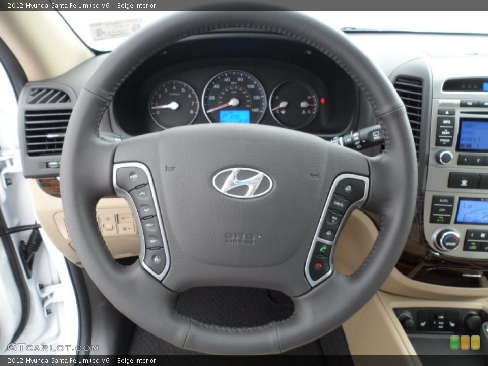 Beige Interior Steering Wheel for the 2012 Hyundai Santa Fe Limited V6 #66809707