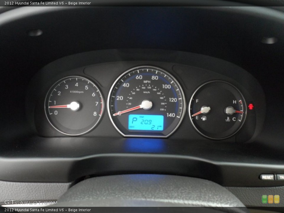 Beige Interior Gauges for the 2012 Hyundai Santa Fe Limited V6 #66809713