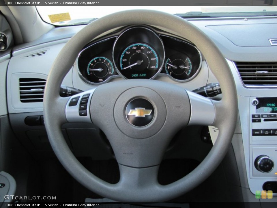Titanium Gray Interior Steering Wheel for the 2008 Chevrolet Malibu LS Sedan #66829313