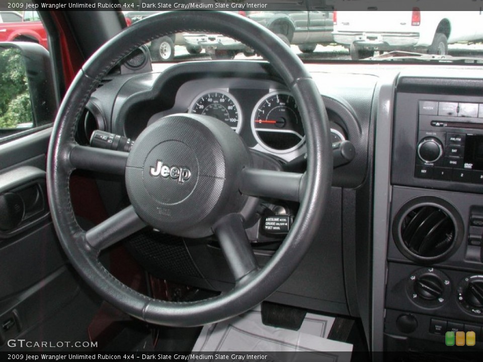 Dark Slate Gray/Medium Slate Gray Interior Steering Wheel for the 2009 Jeep Wrangler Unlimited Rubicon 4x4 #66850367