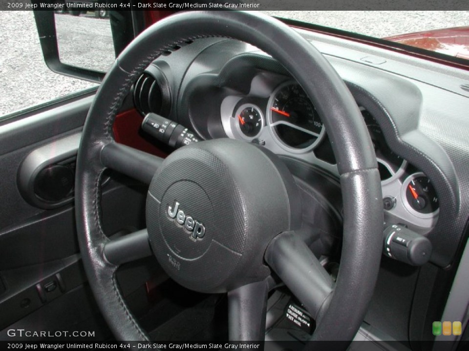 Dark Slate Gray/Medium Slate Gray Interior Steering Wheel for the 2009 Jeep Wrangler Unlimited Rubicon 4x4 #66850427