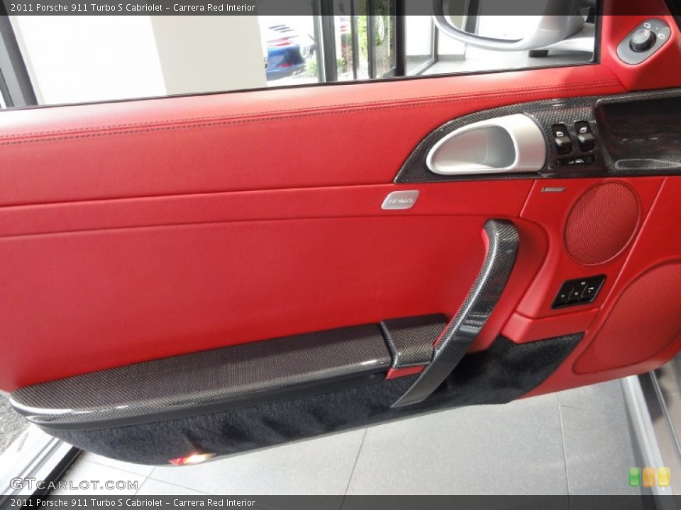 Carrera Red Interior Door Panel for the 2011 Porsche 911 Turbo S Cabriolet #66850469