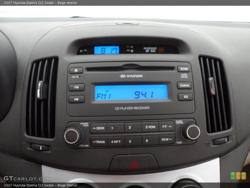 Beige Interior Audio System for the 2007 Hyundai Elantra GLS Sedan #66868013
