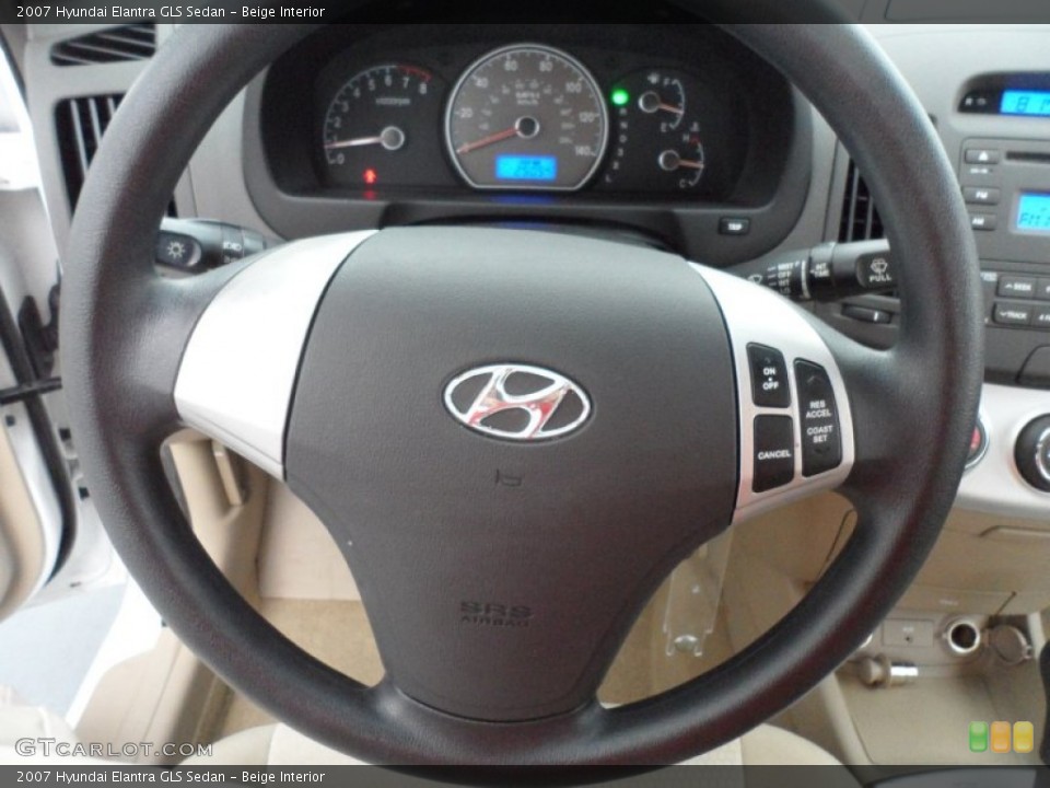 Beige Interior Steering Wheel for the 2007 Hyundai Elantra GLS Sedan #66868034