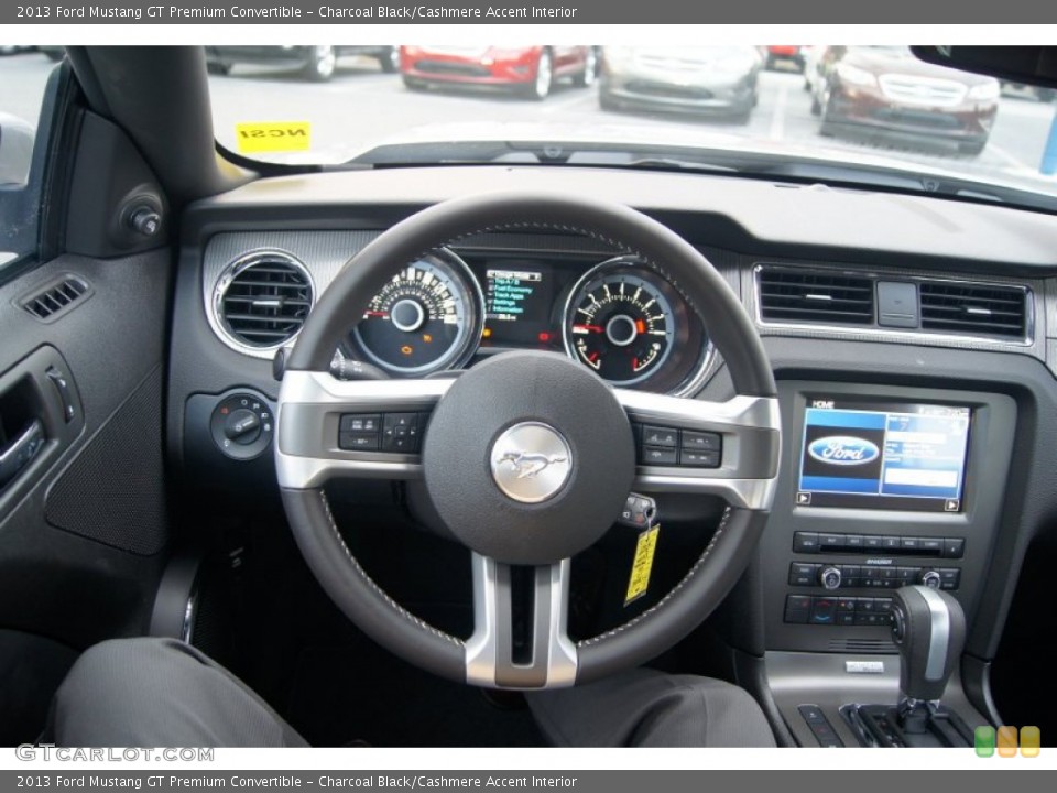 Charcoal Black/Cashmere Accent Interior Steering Wheel for the 2013 Ford Mustang GT Premium Convertible #66879305