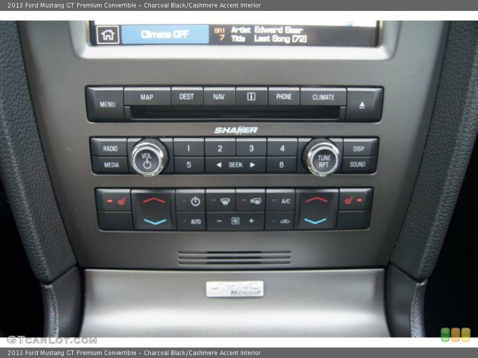 Charcoal Black/Cashmere Accent Interior Controls for the 2013 Ford Mustang GT Premium Convertible #66879323