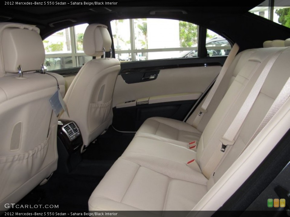 Sahara Beige/Black Interior Rear Seat for the 2012 Mercedes-Benz S 550 Sedan #66904897