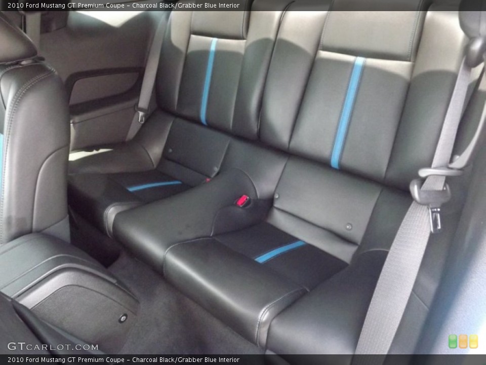 Charcoal Black/Grabber Blue Interior Rear Seat for the 2010 Ford Mustang GT Premium Coupe #66905023