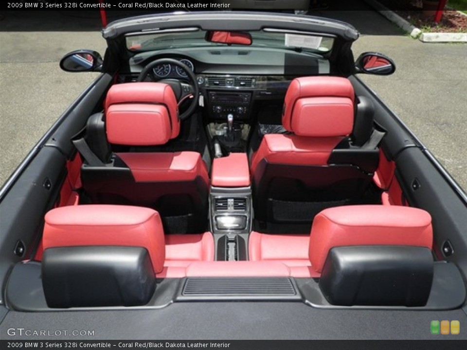 Coral Red/Black Dakota Leather Interior Photo for the 2009 BMW 3 Series 328i Convertible #66916744