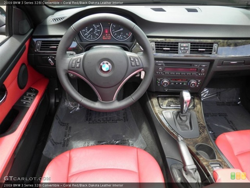Coral Red/Black Dakota Leather Interior Dashboard for the 2009 BMW 3 Series 328i Convertible #66916849