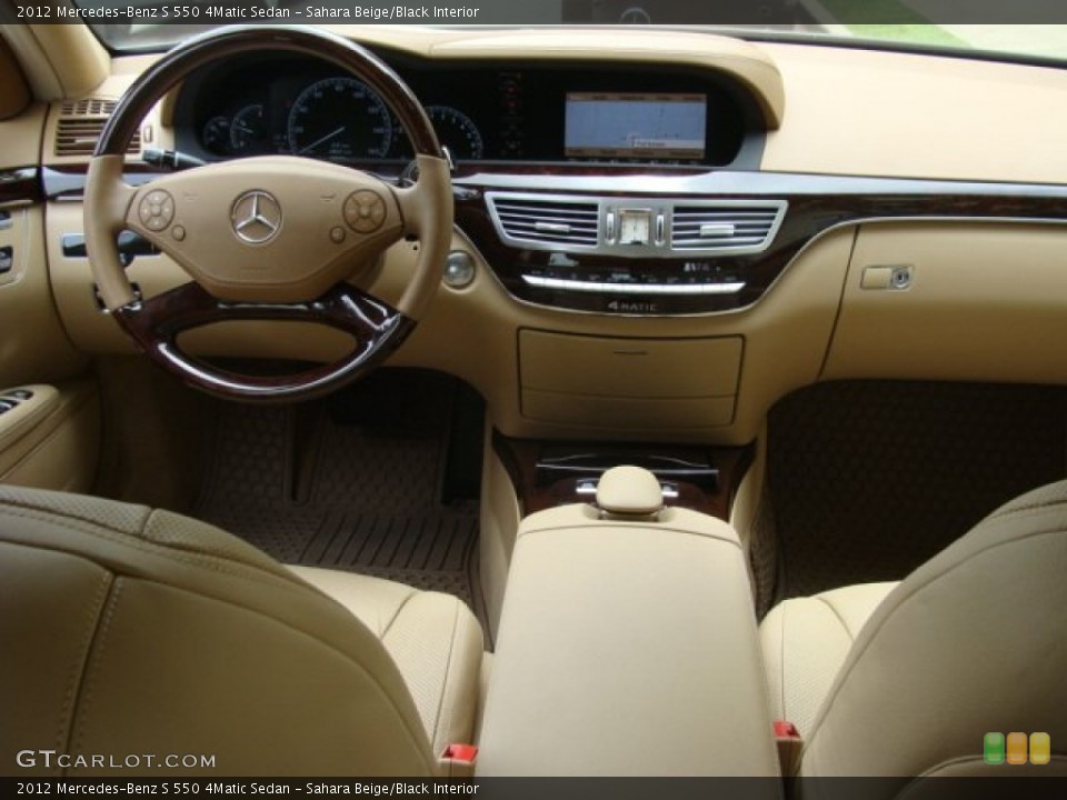 Sahara Beige/Black Interior Dashboard for the 2012 Mercedes-Benz S 550 4Matic Sedan #66940876