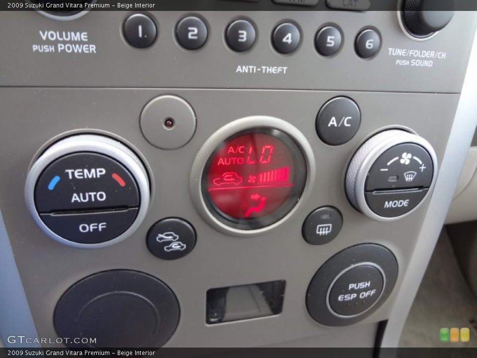 Beige Interior Controls for the 2009 Suzuki Grand Vitara Premium #66941503