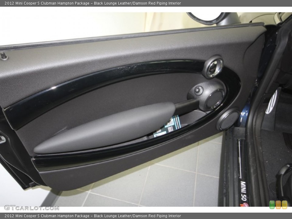 Black Lounge Leather/Damson Red Piping Interior Door Panel for the 2012 Mini Cooper S Clubman Hampton Package #66966598