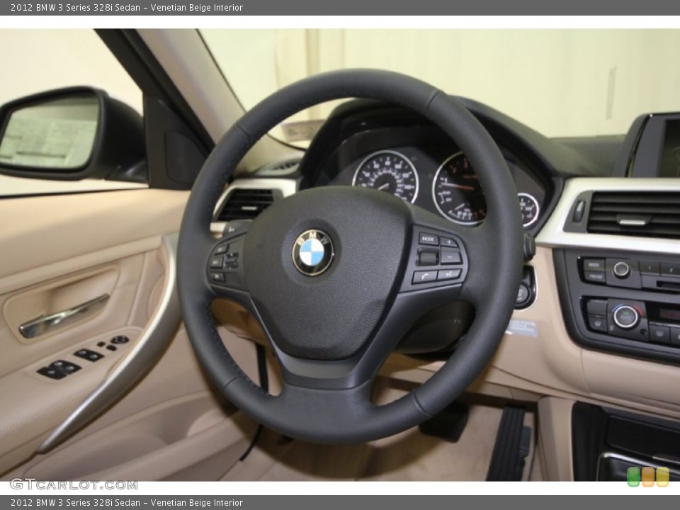 Venetian Beige Interior Steering Wheel for the 2012 BMW 3 Series 328i Sedan #66969826