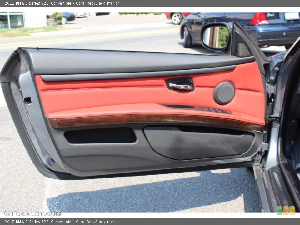 Coral Red/Black Interior Door Panel for the 2012 BMW 3 Series 328i Convertible #66975292