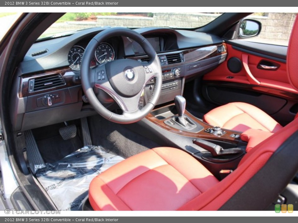 Coral Red/Black Interior Prime Interior for the 2012 BMW 3 Series 328i Convertible #66975301