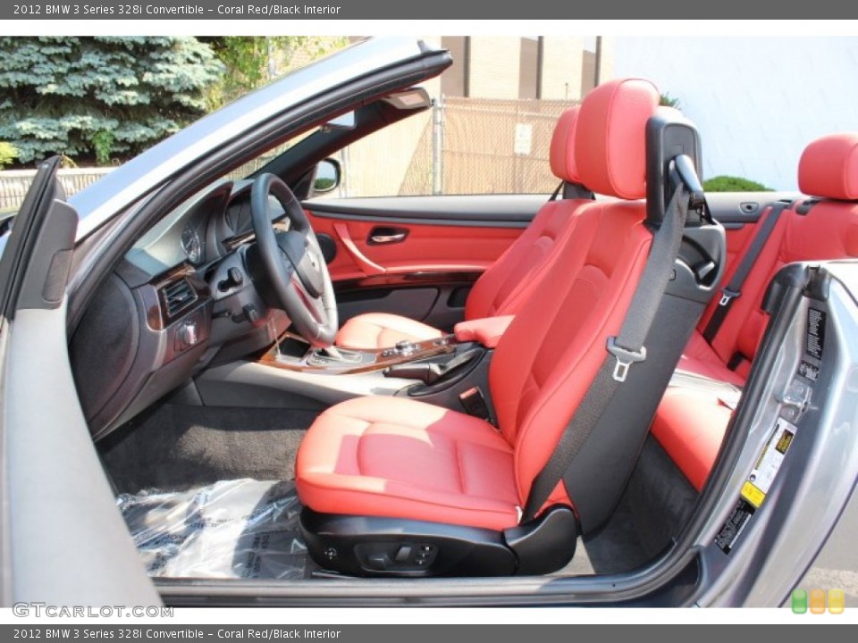 Coral Red/Black Interior Front Seat for the 2012 BMW 3 Series 328i Convertible #66975310