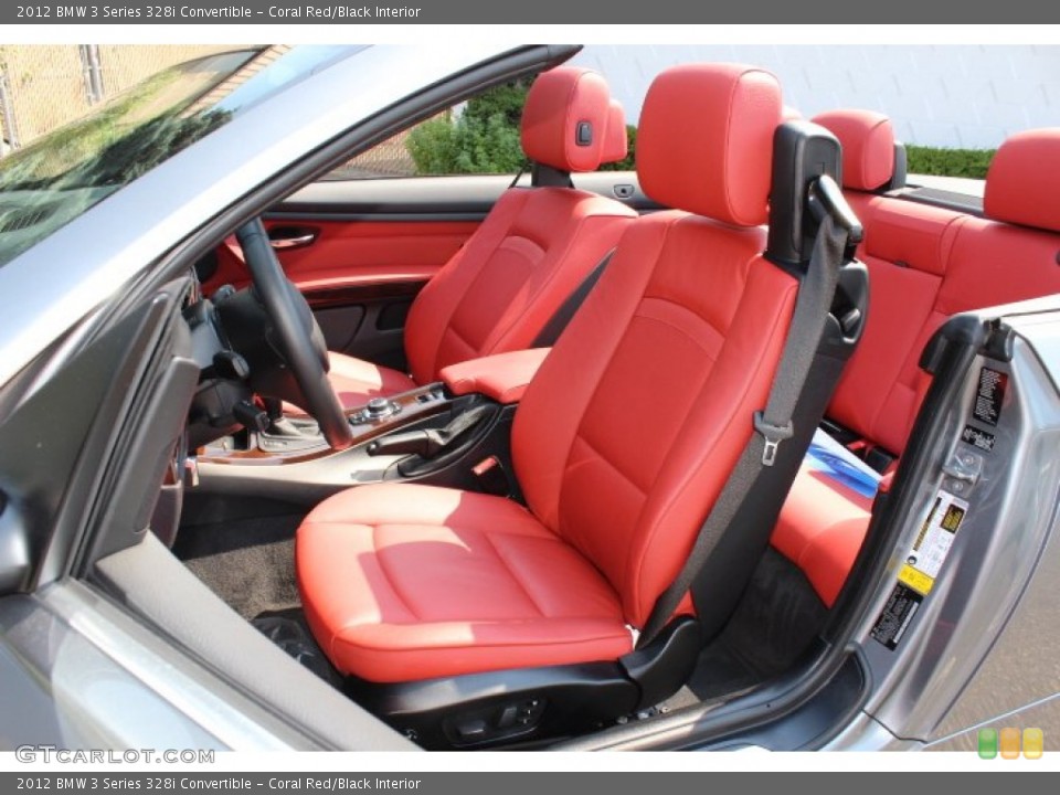 Coral Red/Black Interior Front Seat for the 2012 BMW 3 Series 328i Convertible #66975316