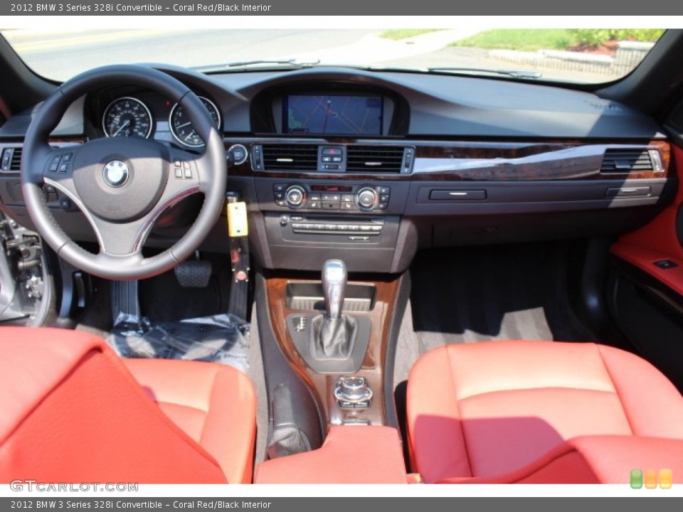 Coral Red/Black Interior Dashboard for the 2012 BMW 3 Series 328i Convertible #66975325