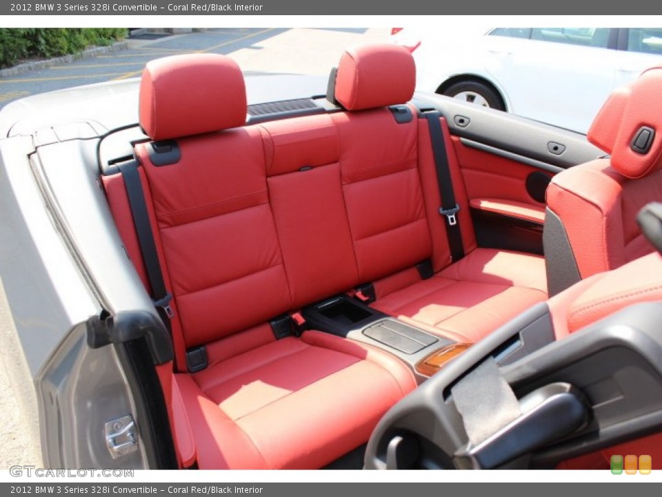 Coral Red/Black Interior Rear Seat for the 2012 BMW 3 Series 328i Convertible #66975421