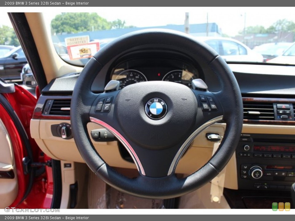 Beige Interior Steering Wheel for the 2009 BMW 3 Series 328i Sedan #66977134