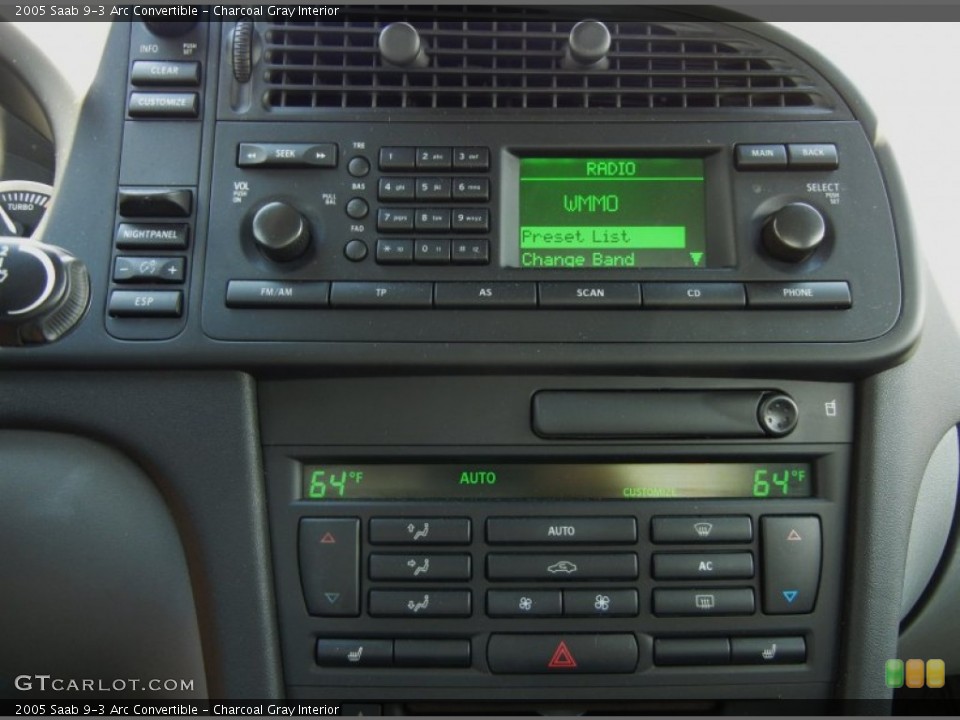 Charcoal Gray Interior Controls for the 2005 Saab 9-3 Arc Convertible #66983566